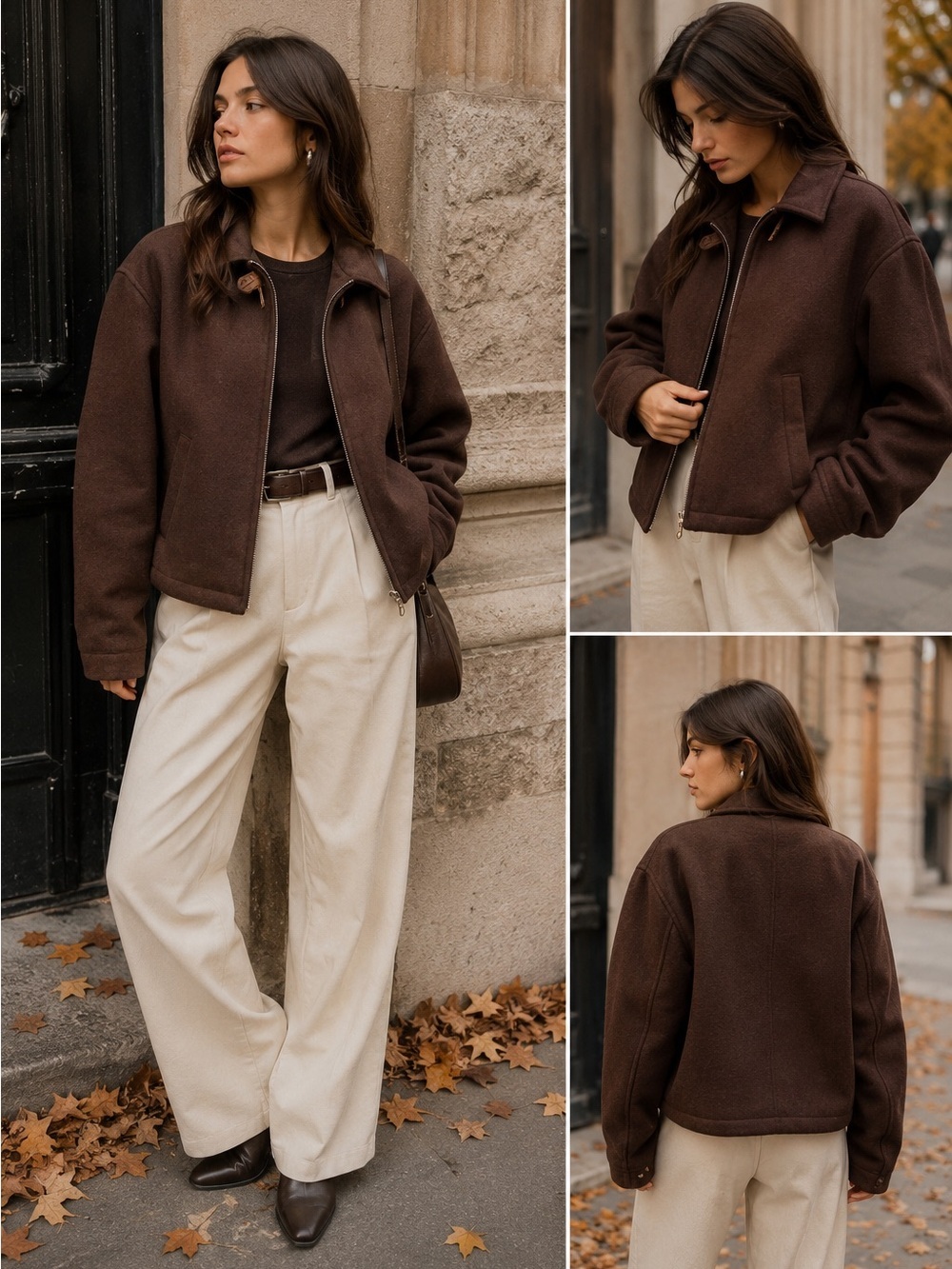 Variations | L | Brown Wool Zip-Front Jacket - Women